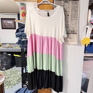 Color Block Dress with Pink, Green, and Black